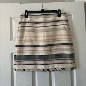 Women's LOFT Multicolor Striped Woven Fringe Hem Mini Skirt